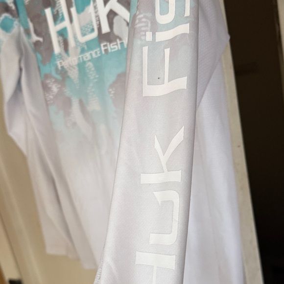 Huk Men's Long Sleeve Camo Shirt - Blue, Gray, and White - Picture 2 of 5